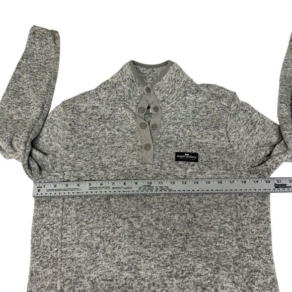 Simply Southern Pullover Sweater Women's Gray Button Up Fleece - Picture 6 of 7